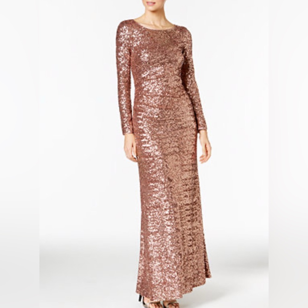 Vince Camuto Rose Gold Asymmetrical Sequin Dress